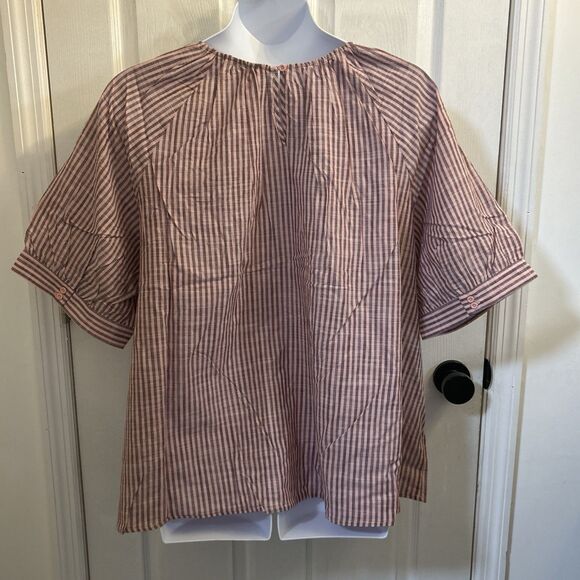 Terra & Sky Plus Size Short Sleeve Ruffle Woven Blouse Dusty Rose 3X (24W-26W) - Picture 2 of 16